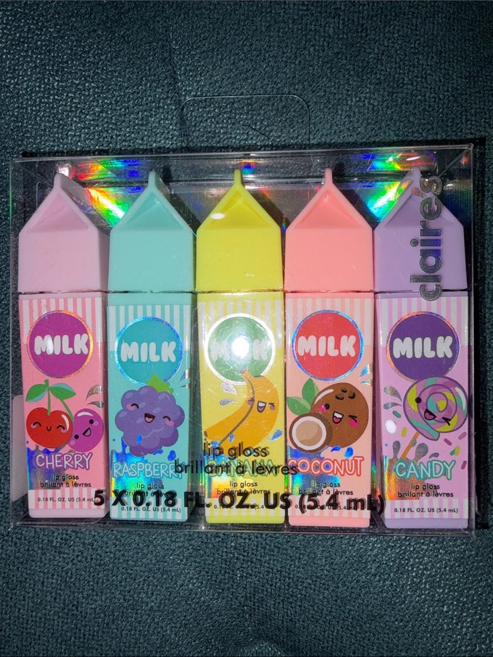 Claire's Pastel Milk Lip Gloss Set - Pink, Mint, Yellow, Peach, Lavender